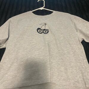 Gray T-Shirt with Cherry Graphic